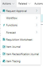 Microsoft Dynamics Button Warehouse Action Buttons in Dynamics 365 Business Central: Item ...